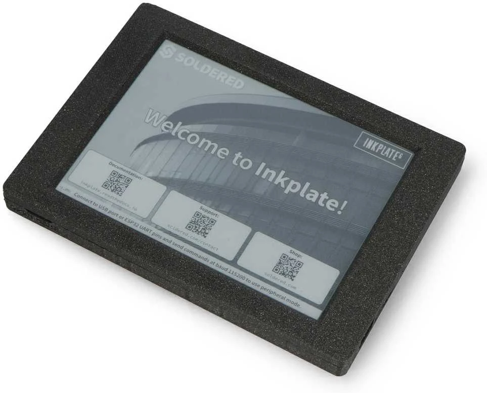 Inkplate 6 su korpusu ir baterija – 6 colių elektroninio popieriaus ekranas 800x600px – ESP32 – skirtas Arduino – Soldered 333229