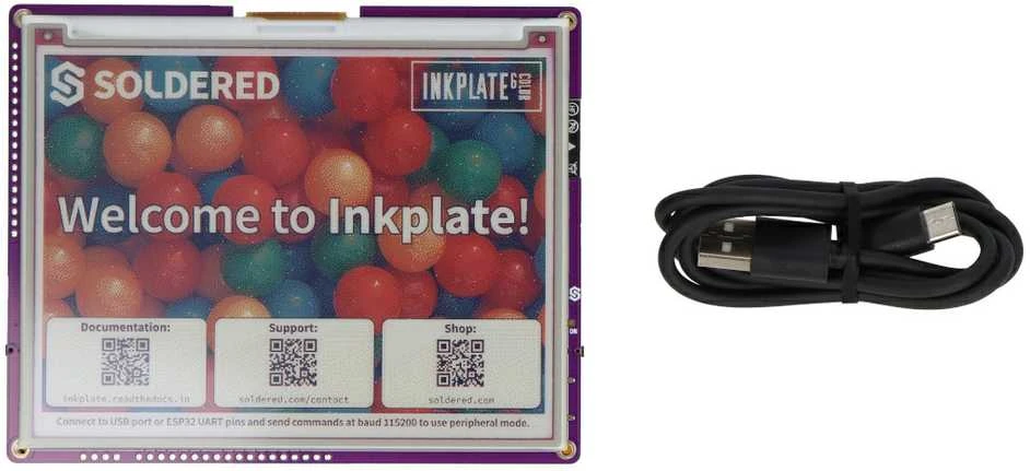Inkplate 6COLOR - modulis su elektroninio popieriaus ekranu 600x448px - ESP32 - skirtas Arduino - Soldered 333238