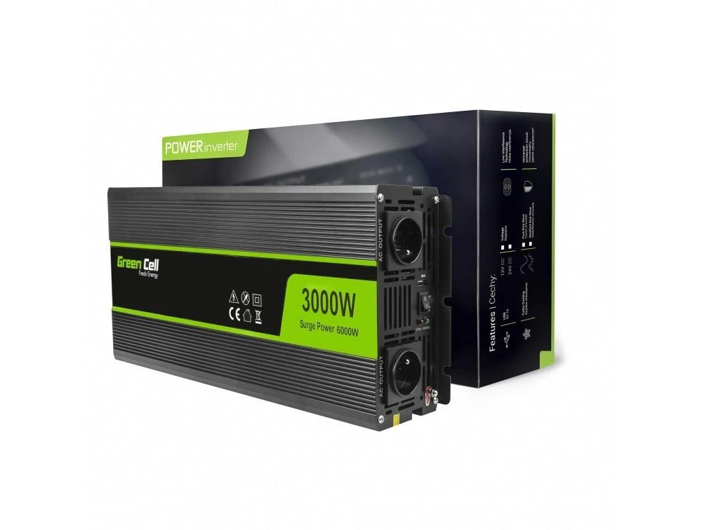 Green Cell Žalias Cell Inverteris 12V/220V 3000W/6000W Modifikuota sinusinė išėjimo įtampa Žalias Cell