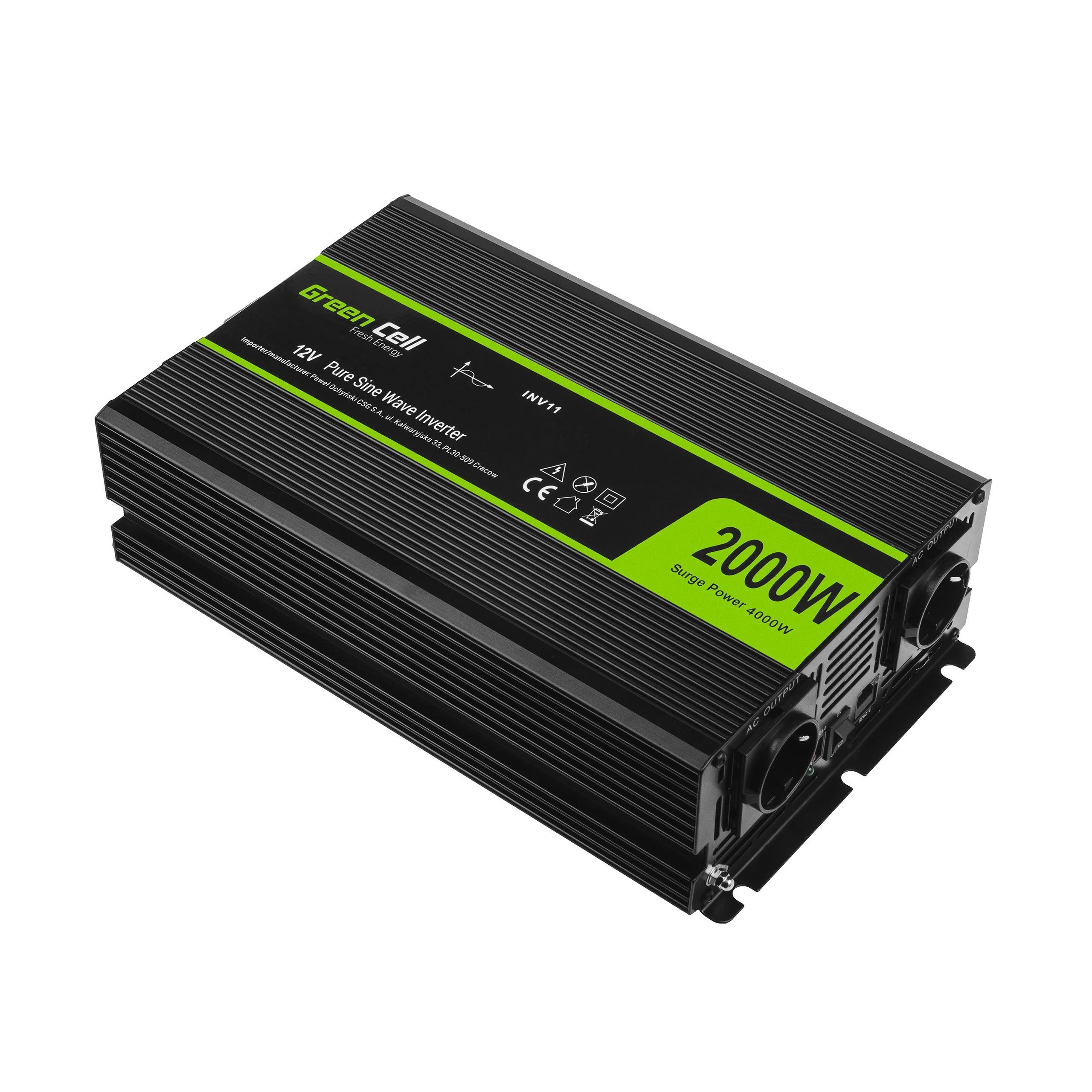 Green Cell Žalias Cell Inverteris 12V/230V 2000W/4000W Sinusinė išėjimo įtampa Žalias Cell
