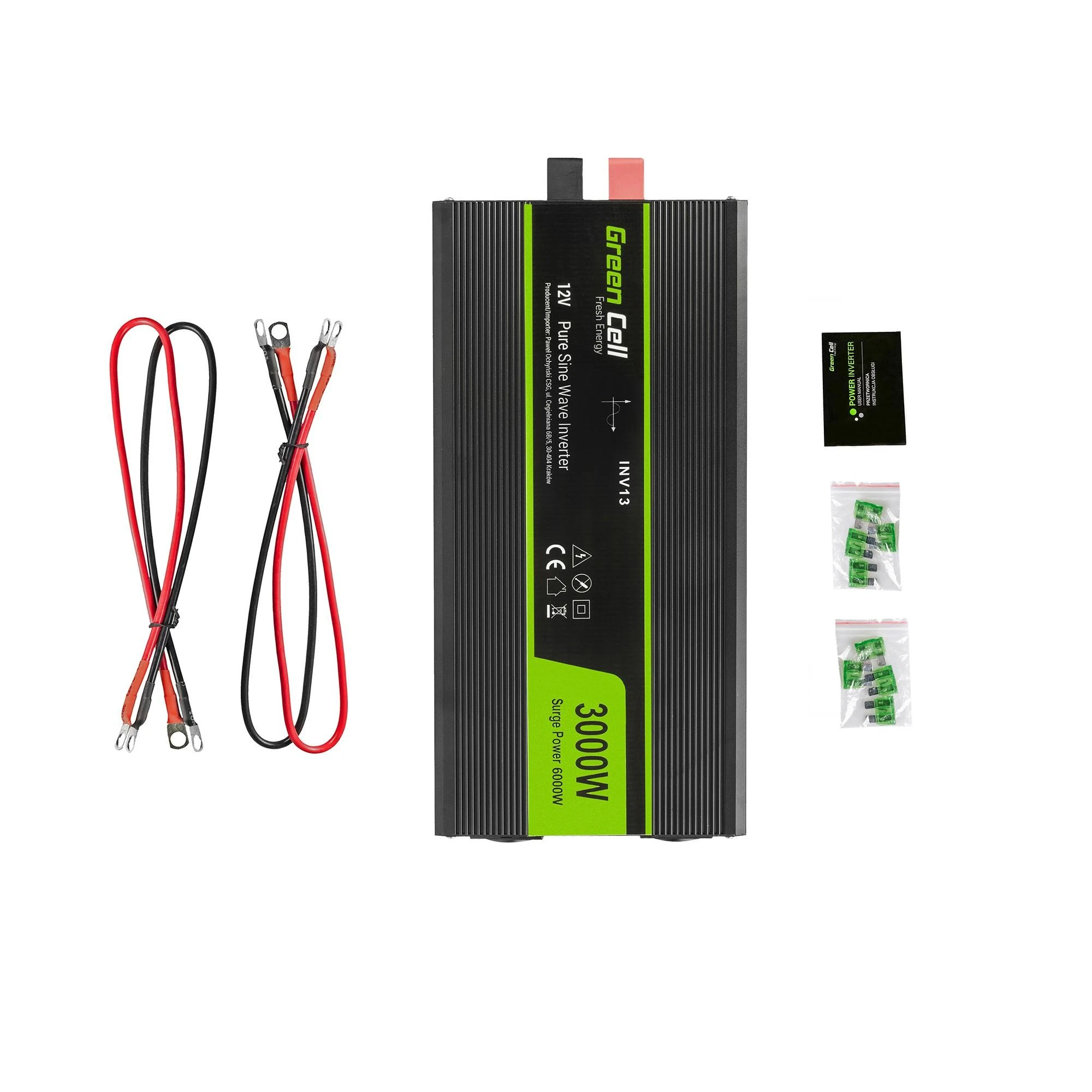 Žalias Cell Inverteris 12V/230V 3000W/6000W Sinusinė išėjimo įtampa Žalias Cell