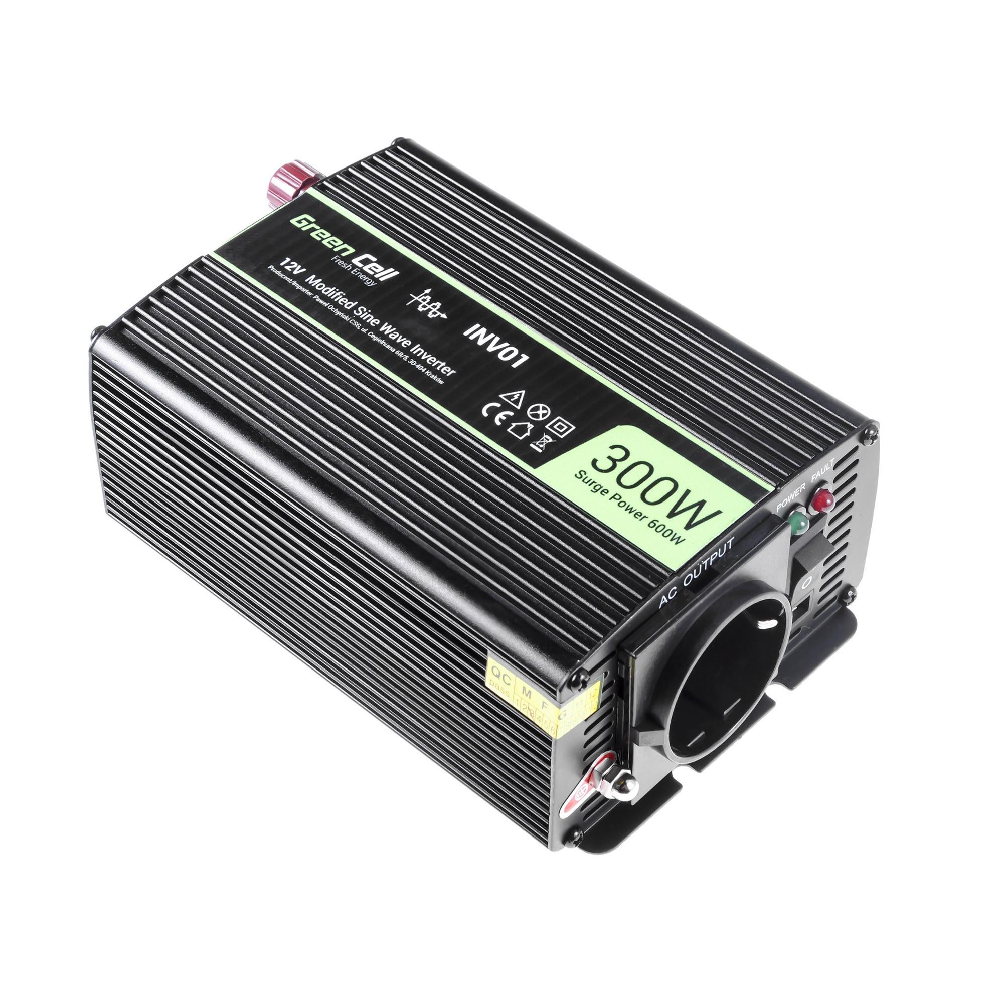 GREEN CELL Car Power Inverter Converter 12V to 230V 300W / 600W Žema