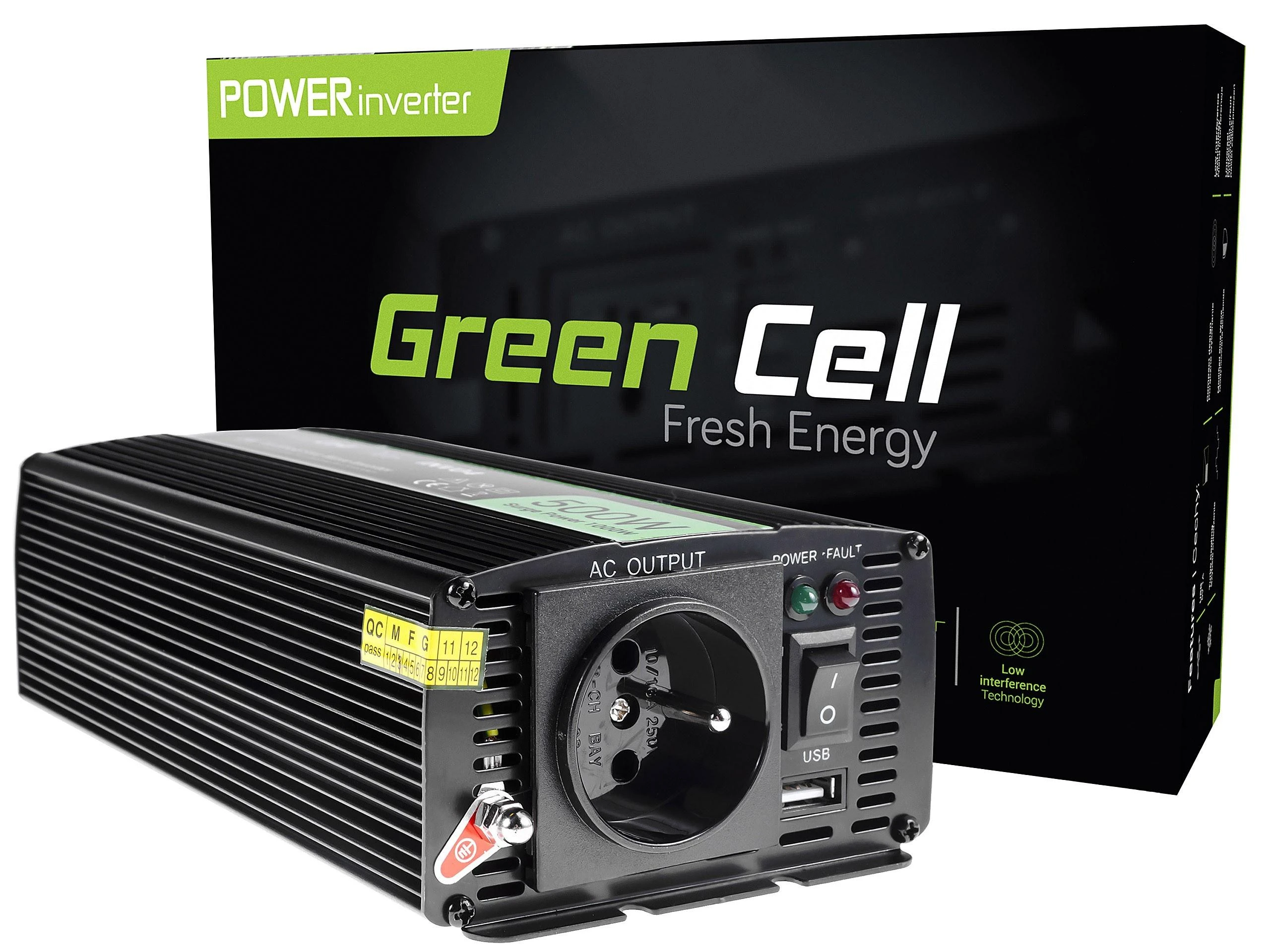 Green Cell Žalias Cell Inverteris 24/230V 500W modifikuota sinusinė išėjimo įtampa Žalias Cell