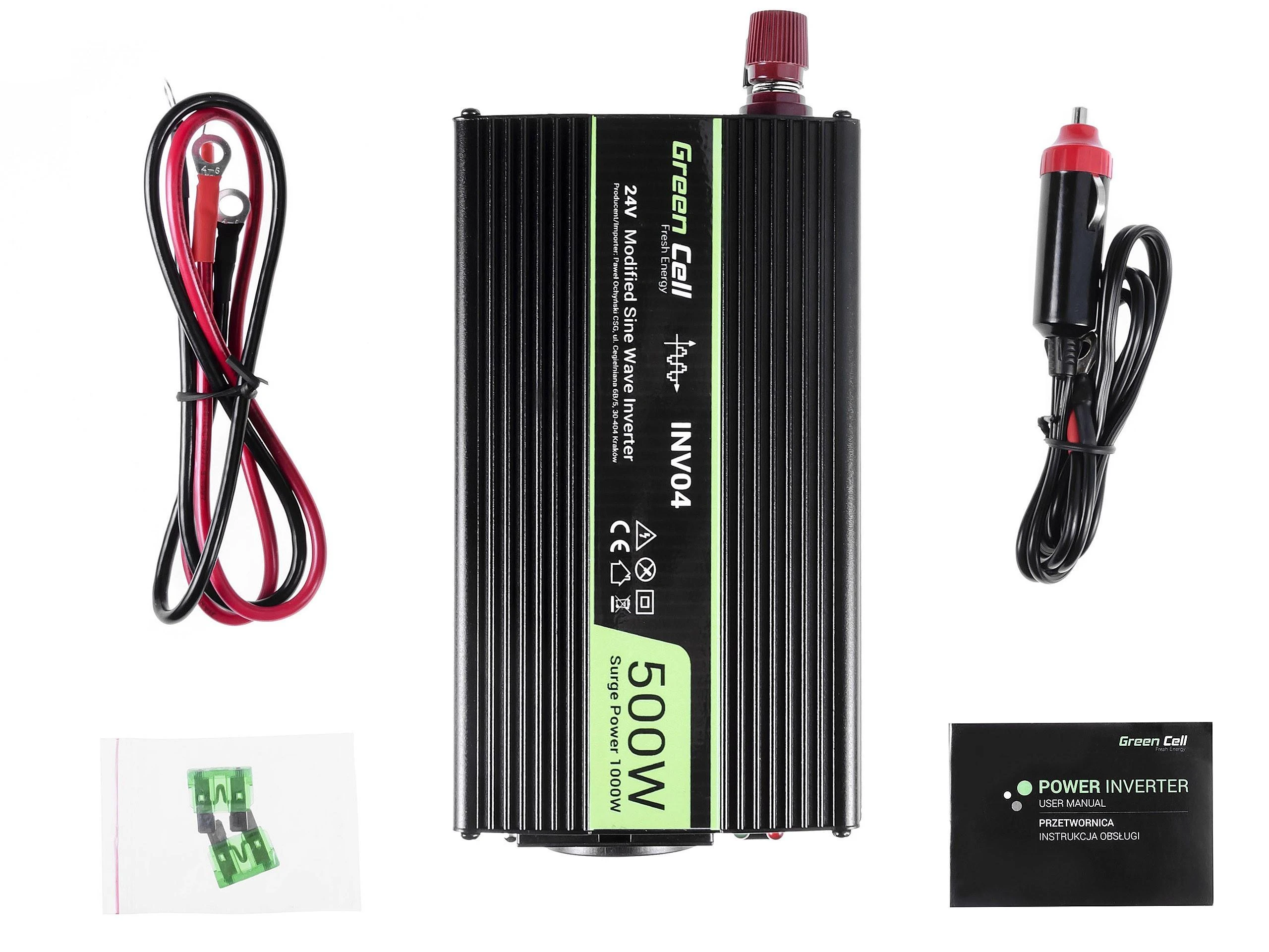 Green Cell Žalias Cell Inverteris 24/230V 500W modifikuota sinusinė išėjimo įtampa Žalias Cell