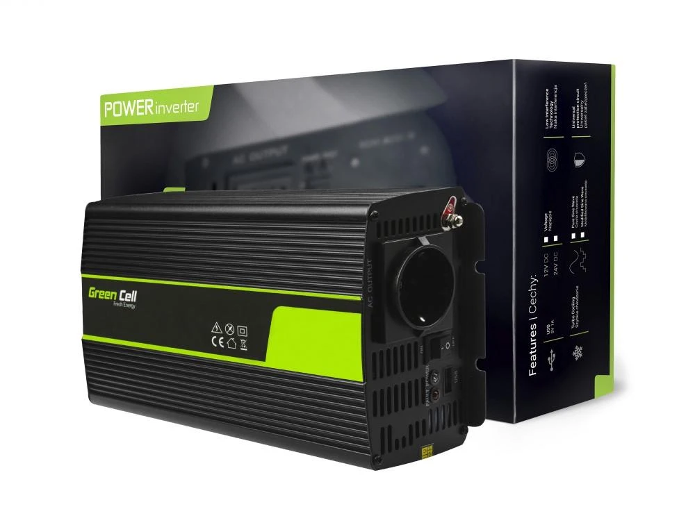 Green Cell Žalias Cell Inverteris 24V/230V 1000W/2000W Modifikuota sinusinė išėjimo įtampa Žalias Cell
