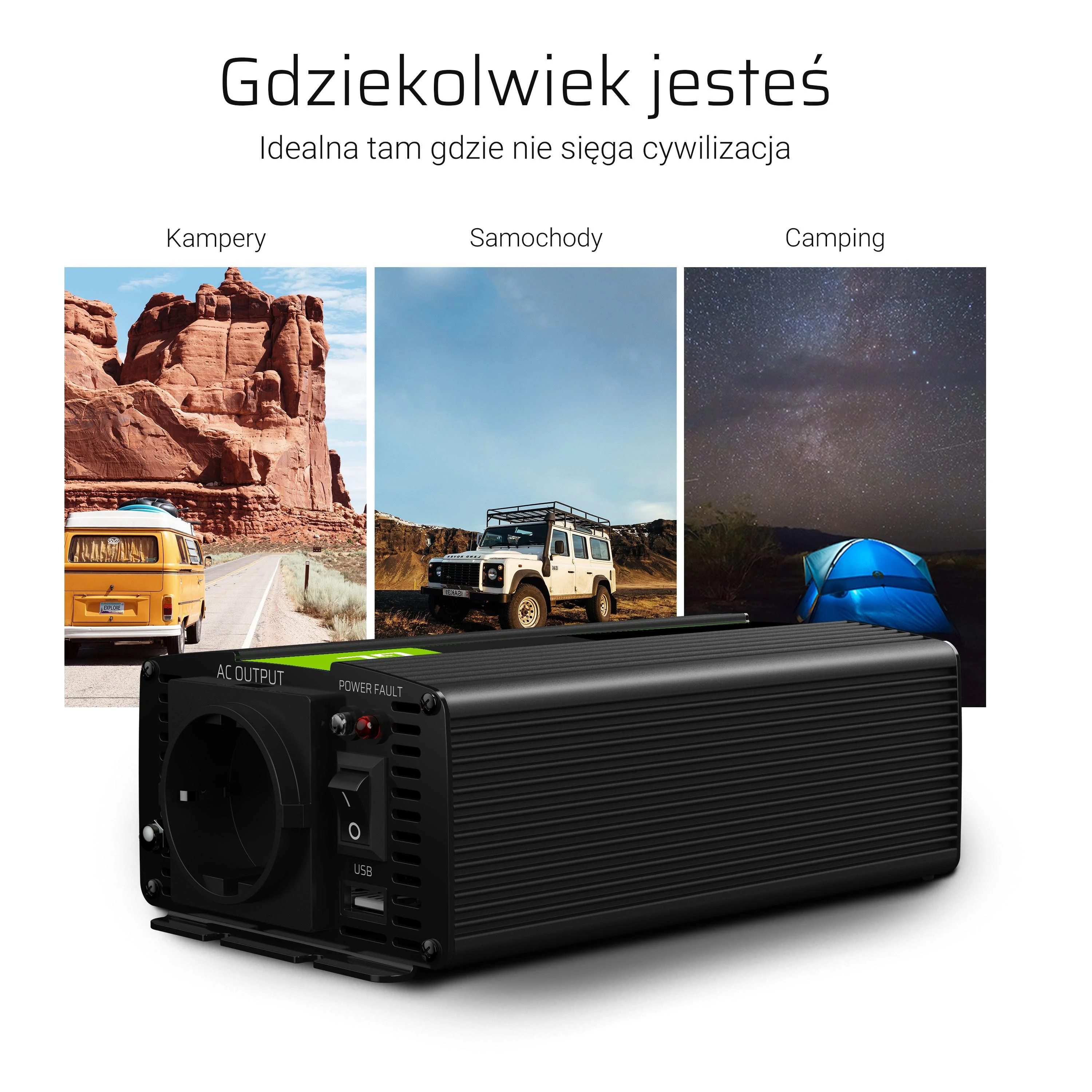 Green Cell Žalias Cell Inverteris 24V/230V 1000W/2000W Modifikuota sinusinė išėjimo įtampa Žalias Cell