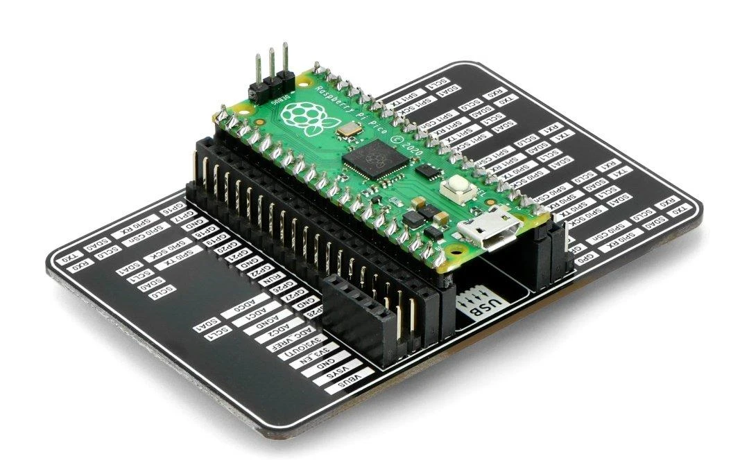 Išplėtimo plokštė su Raspberry Pi Pico