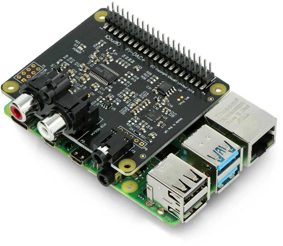 IQaudIO DAC+ - garso plokštė Raspberry Pi 4B/3B+/3B