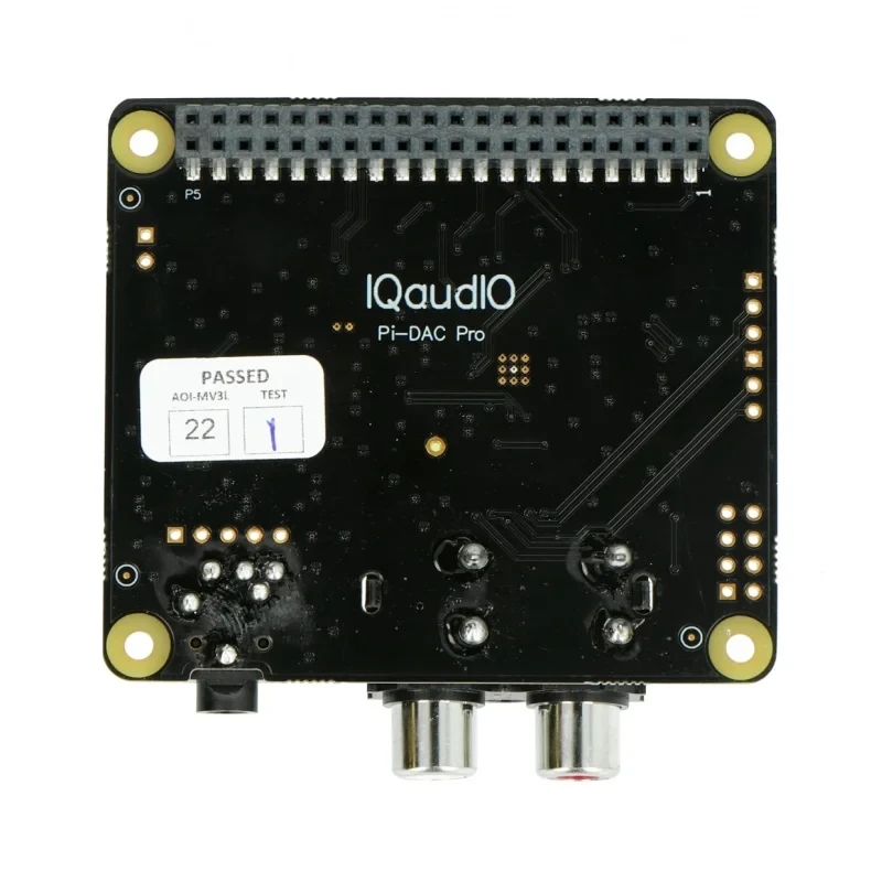 IQaudIO DAC+ apatinis vaizdas su RCA jungtimis