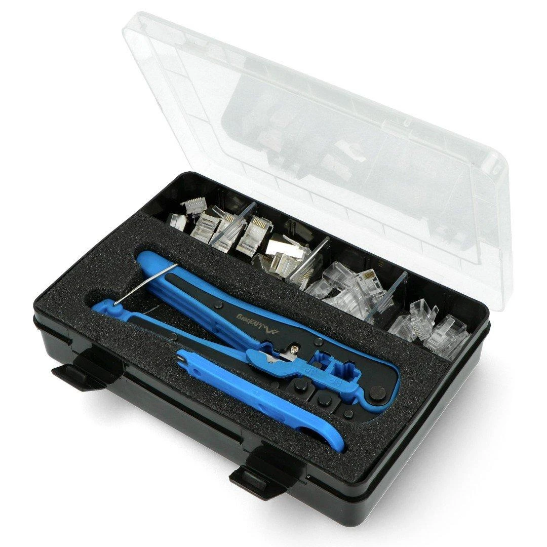LANBERG NT-0303 Lanberg presavimo įrankių rinkinys su RJ45 jungtimis ekranuotais ir neekranuotais