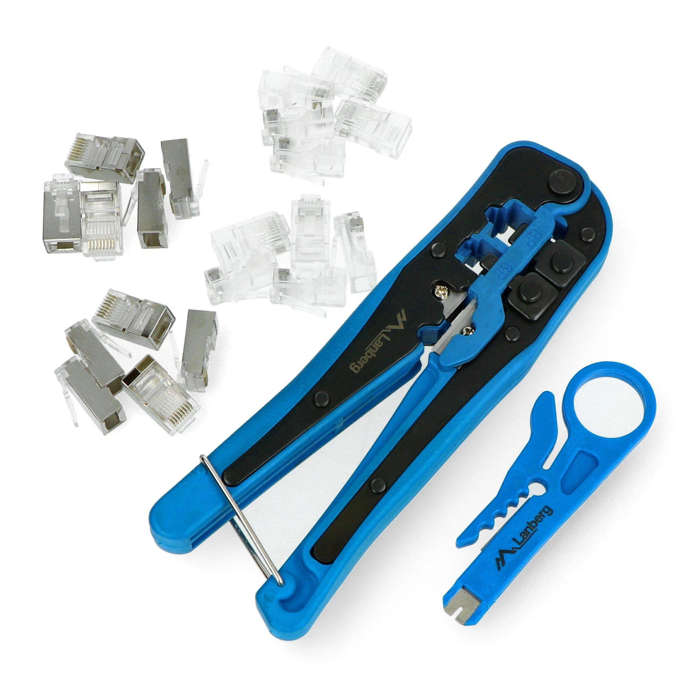 LANBERG NT-0303 Lanberg presavimo įrankių rinkinys su RJ45 jungtimis ekranuotais ir neekranuotais