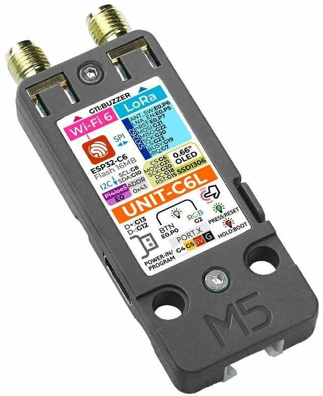 M5Stack C6L LoRa modulis su antenų jungtimis