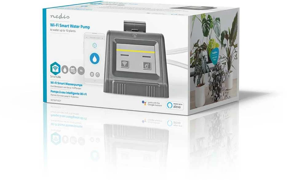 Išmanioji kambarinių augalų laistymo sistema, 5V DC mikro-USB arba baterijos 4xAA, 0.3bar., vamzdelių Ø1/4", IPX3, valdoma WiFi, Nedis Smart Life