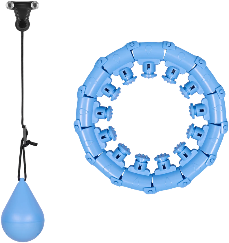 Smart Hula Hop liekninamasis lankas su kniedėmis ir svarmenimis, 50 cm, mėlynas, REBEL ACTIVE