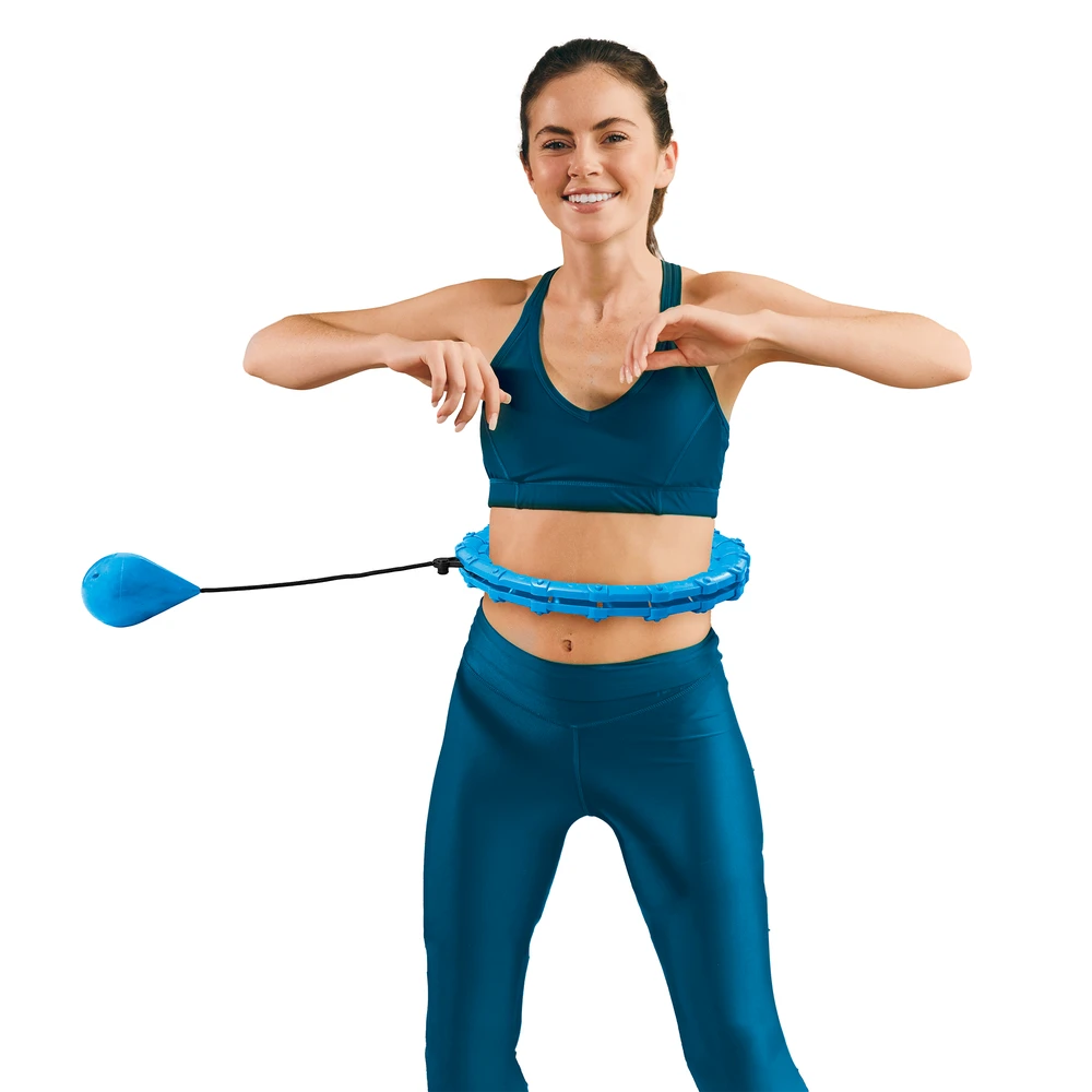 Smart Hula Hop liekninamasis lankas su kniedėmis ir svarmenimis, 50 cm, mėlynas, REBEL ACTIVE