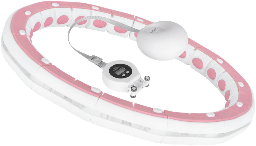 Smart Išmanusis hula hoop liekninamasis ratas su skaitikliu, smeigtukais ir svarmenimis, 50 cm, rožinis, REBEL ACTIVE