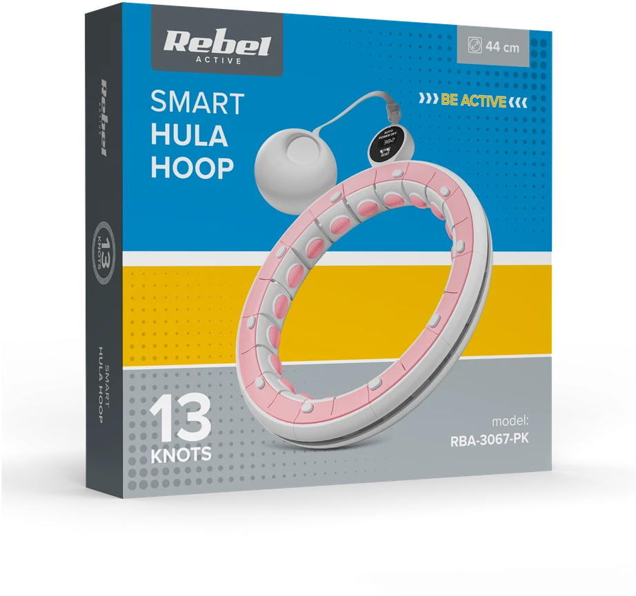 Smart Išmanusis hula hoop liekninamasis ratas su skaitikliu, smeigtukais ir svarmenimis, 50 cm, rožinis, REBEL ACTIVE