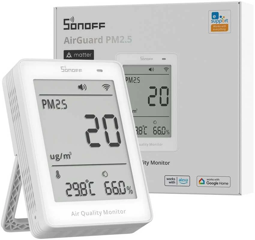Drėkintuvas Sonoff AirGuard PM2.5 Wi-Fi oro kokybės sensorius, palaiko Matter