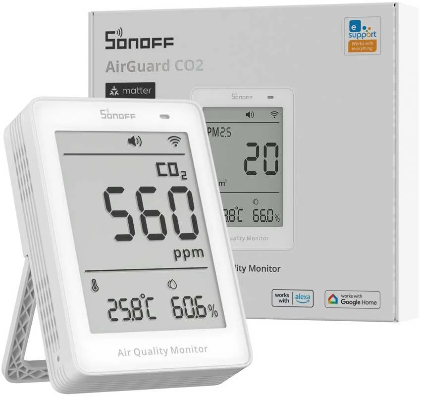 Sonoff AirGuard CO2 SAWF-08P Wifi temperatūros drėgmės ir CO2 sensorius, palaiko Matter