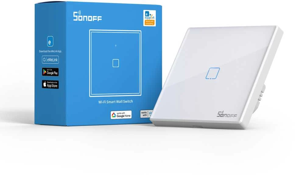 SONOFF T2EU1C-TX išmanus liečiamas wifi šviesos jungiklis 1 mygtuko