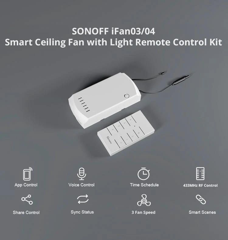 SONOFF iFan04-H Wifi ventiliatoriaus ir šviestuvo reguliatorius