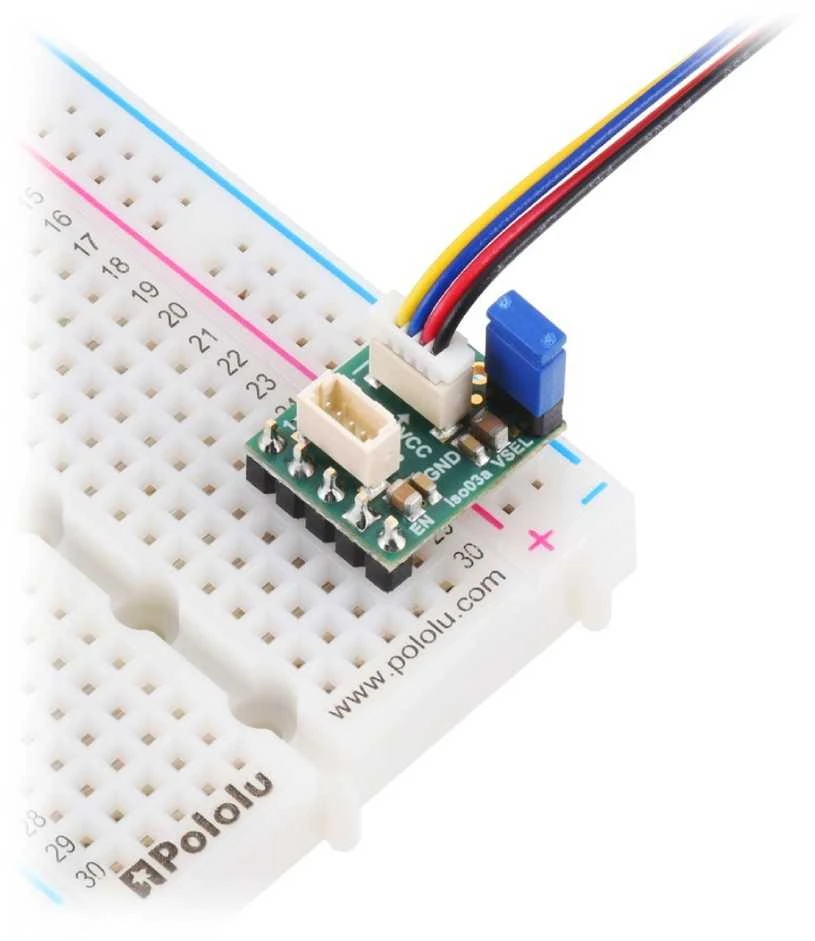 ISO1640 - Dvikryptis I2C izoliatorius su izoliuotu maitinimo šaltiniu - JST SH 4 kontaktų - 5V/3.3V, 200mA - Pololu 5393