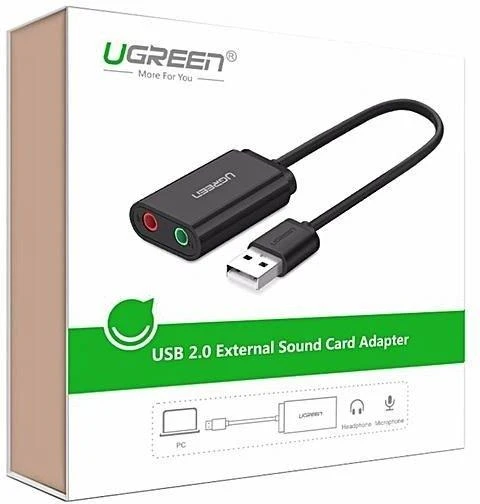 Išorinė USB garso plokštė UGREEN 15cm (juoda)