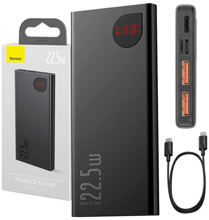 Powerbank Baseus Adaman Metal 10000mAh 2xUSB USB-C Lightning MicroUSB 22.5W – juoda