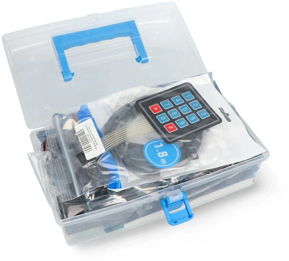 Raspberry Pi Pico 2 rinkinys dėžutėje su laidais ir klaviatūra