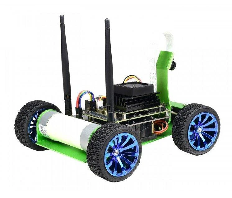 JetRacer, keturių ratų roboto platforma su fotoaparatu, DC ir OLED ekranu, skirtas Nvidia Jetson Nano, Waveshare 17607