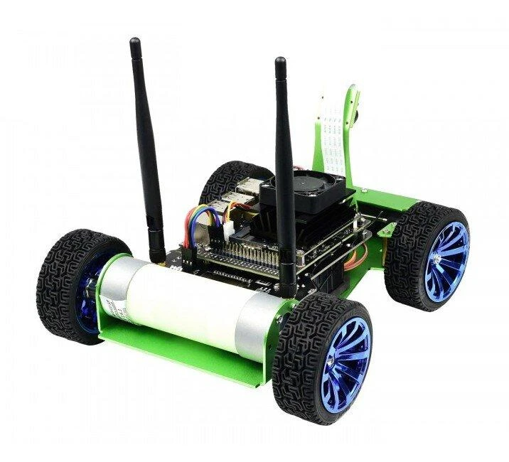 JetRacer, keturių ratų roboto platforma su fotoaparatu, DC ir OLED ekranu, skirtas Nvidia Jetson Nano, Waveshare 17607