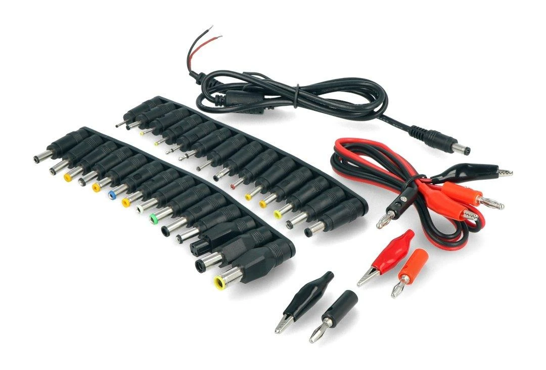 Jungčių rinkinys su DC adapteriais ir krokodilais