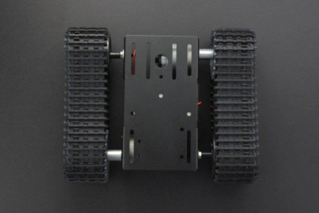Juodas Gladiator - vikšrinė važiuoklė su nuolatinės srovės varikliu - DFRobot ROB0153