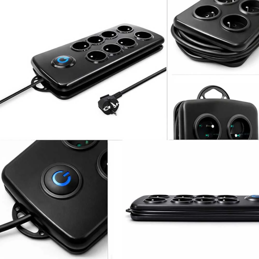QOLTEC 50161 Apsaugos nuo viršįtampių Quick Switch 8 lizdai juodas 2,5m