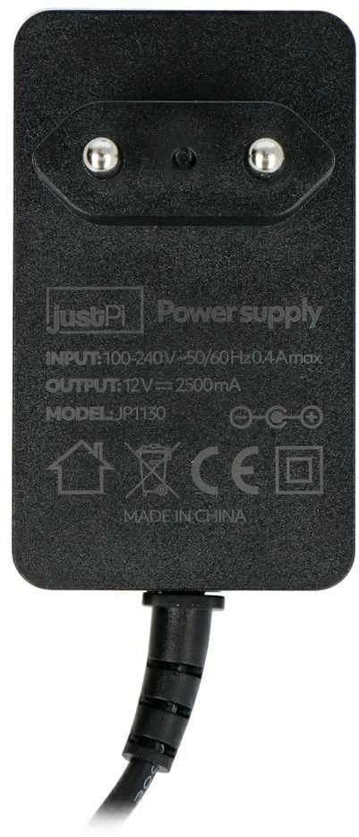 JustPi 12V/2.5A maitinimo šaltinis, skirtas Arduino - DC 5.5/2.1mm kištukas