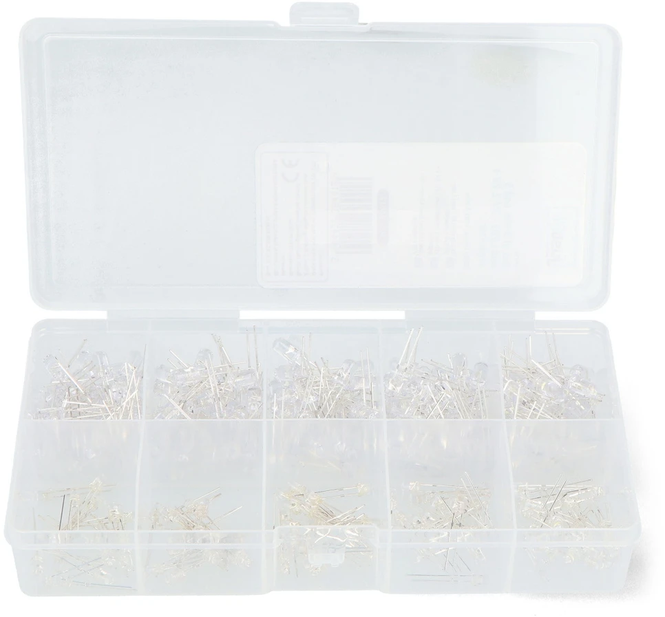 Justpi 3 mm ir 5 mm LED diodų rinkinys – 300 vnt, su organizatoriumi