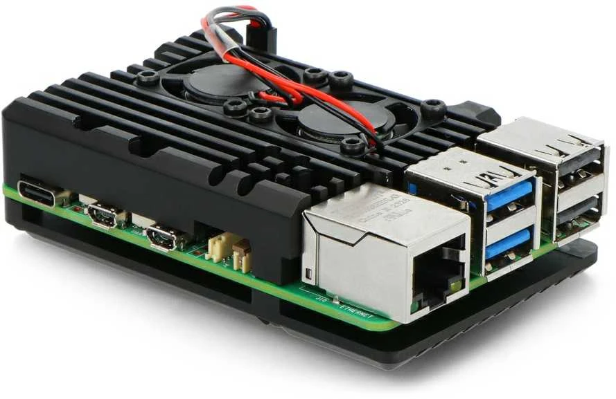 Raspberry Pi 5 aliumininis korpusas su ventiliatoriais