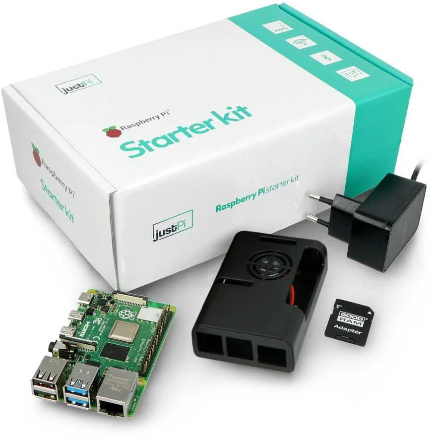 justPi rinkinys su Raspberry Pi 4B WiFi 8GB RAM + 32GB Micro SD + priedai