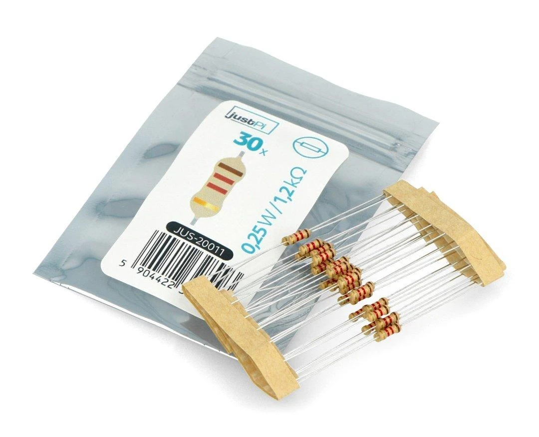 JustPi 1,2kΩ 1/4W rezistorių rinkinys ant juostos