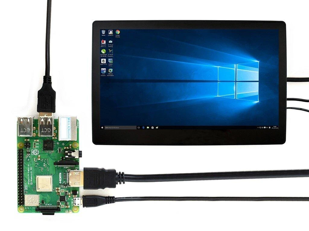 Jutiklinis ekranas su prijungtu Raspberry Pi valdikliu