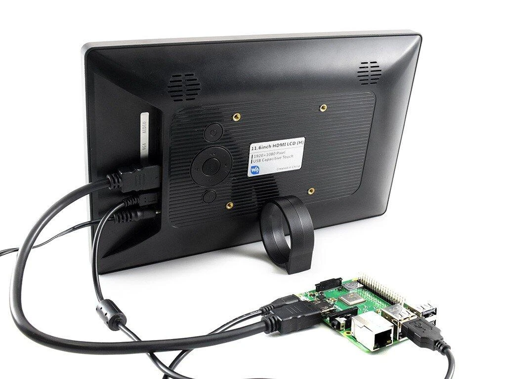 Jutiklinis ekranas (H), talpinis LCD IPS 11.6 1920x1080px HDMI + USB, skirtas Raspberry Pi 4B / 3B+ / 3B / 2B / Zero, Waveshare 15599