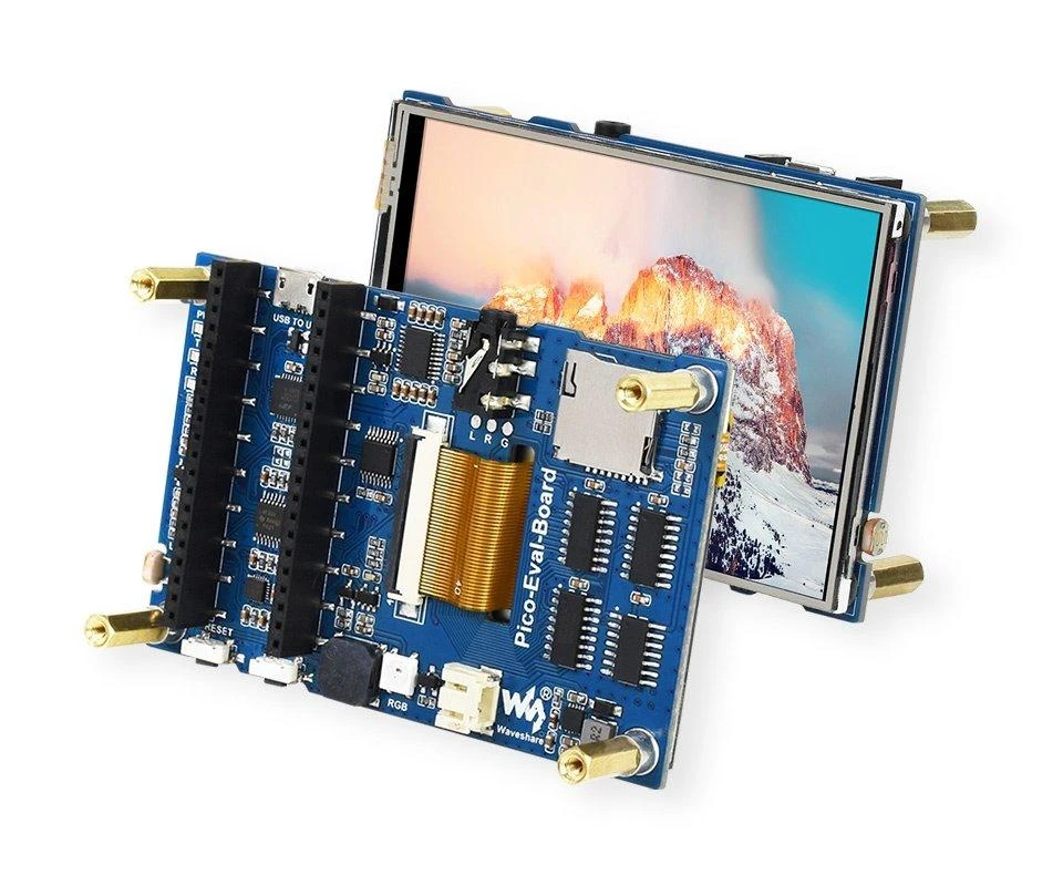 Waveshare 3.5'' jutiklinis ekranas su Pico-Eval-Board plokšte