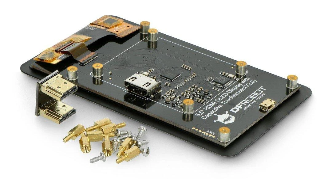 Jutiklinis ekranas OLED 5.5" 1920 x 1080 px HDMI + USB, suderinamas su Raspberry Pi 4B ir LattePanda Alpha / Delta, DFRobot DFR0524