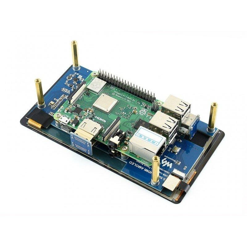 Waveshare 5.5” AMOLED ekranas su prijungtu Raspberry Pi