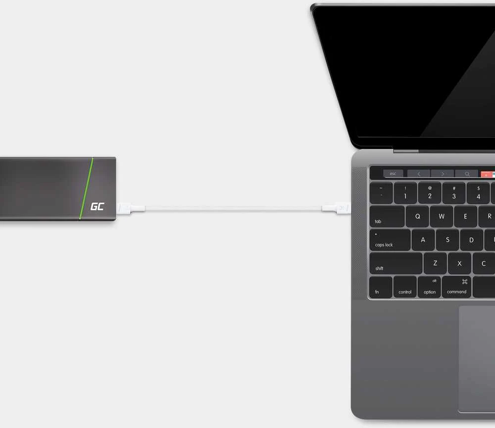 Green Cell Žalias Cell Kabelis Baltas USB-C Type C 1.2m Žalias Cell PowerStream su greito įkrovimo Maitinimo tiekimas 60W, Ultra Charge, Quick Charge 3.0
