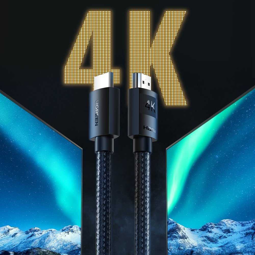 Kabelis HDMI-HDMI kištukai 10m (HDMI 1.4 4K@30Hz) juodas su šarvu HD119 UGREEN