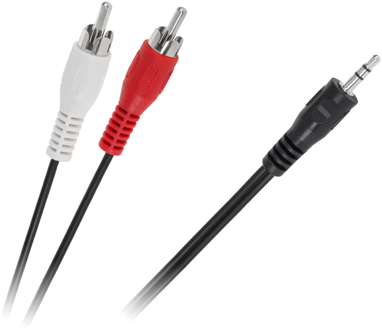 Audio kabelis 3.5mm į 2xRCA su spalvotais antgaliais