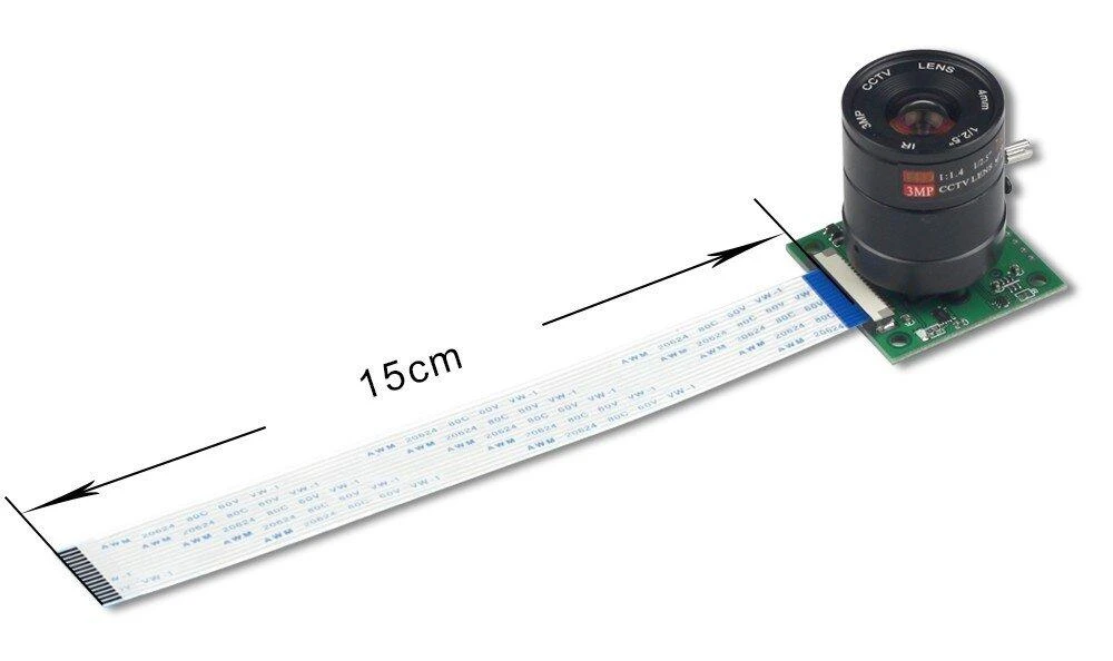 ArduCam IMX219 su 15 cm kabeliu ir CS objektyvu