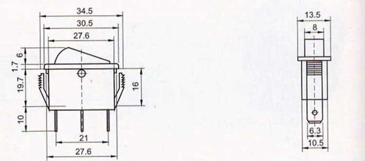 Oem KCD3-1 3 padėčių bistabilus svirties jungiklis IRS-103-3C – ON/OFF/ON 15A- 230V – 3 PIN