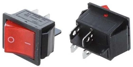 Oem KCD7 raktinis jungiklis - raudonas - ON/OFF jungiklis - 220V - 4 PIN